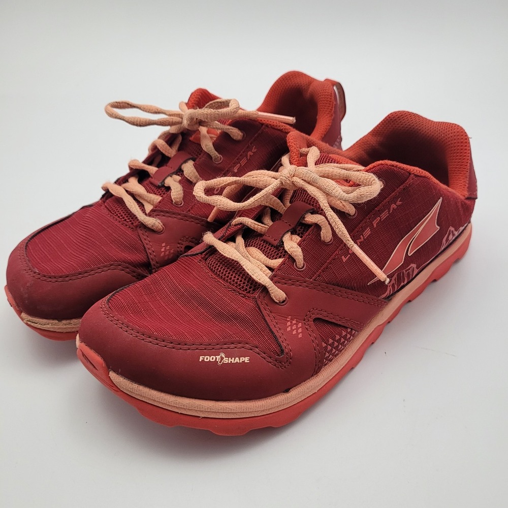 Altra Shoes Youth Lone Peak Size 6 Red Trail Running Sneakers AL0A4PE603